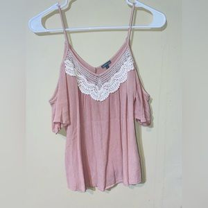Charlotte Russe Pink Cold‎ Shoulder Top